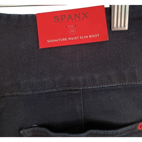SPANX Signature Waist Slim Boot Cut Jeans Black Back Zipper, sz 28"x33" New - Picture 4 of 8